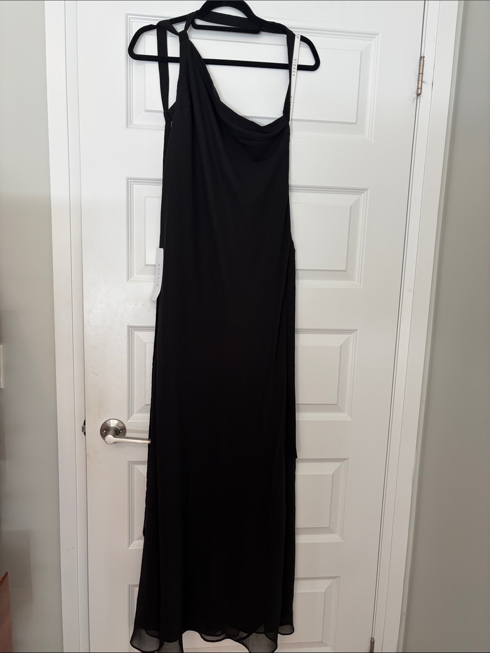 Azazie Black One-Shoulder Draped Gown